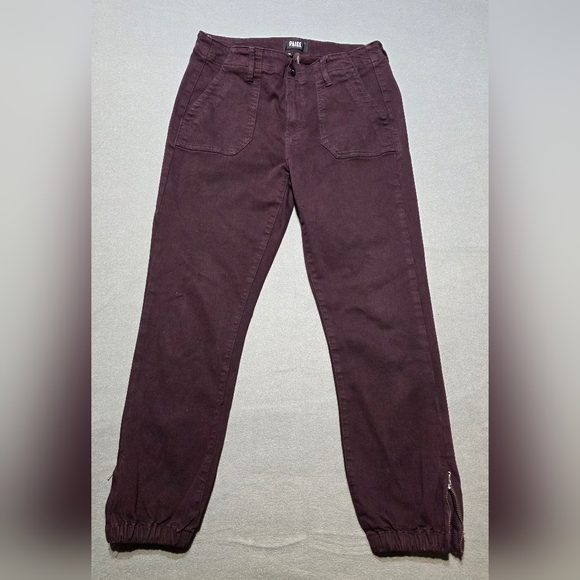 PAIGE Women's Joggers - Deep Cherry EUC Sie 28 - Waist 29 Inch - Inseam 25 - Picture 3 of 5